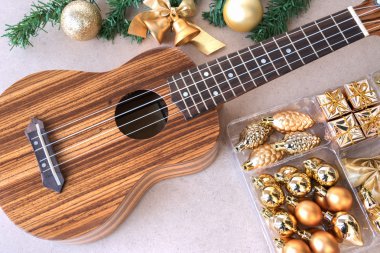 Noel dekorasyon ahşap tablo ukulele ayarla