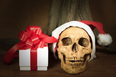 Natürmort kafatası ve mevcut, karanlık kavramı ile