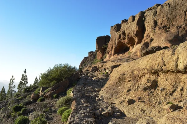 Camino a Roque Nublo, hermoso paisaje lleno de rocas  . — Foto de Stock