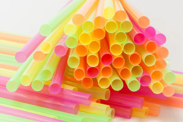 Vibrant colors drinking straws plastic type — Stock Photo, Image
