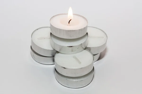 배열 라운드 촛불 조명 — 스톡 사진