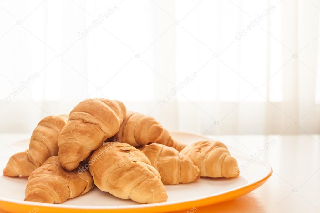 Croissants in a white plate