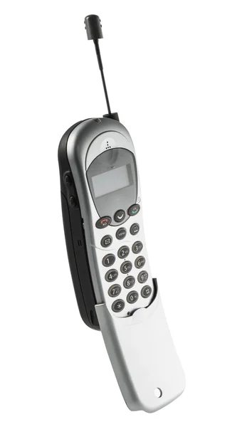 Teléfono móvil de estilo antiguo, aislado en blanco Fotos de stock libres de derechos
