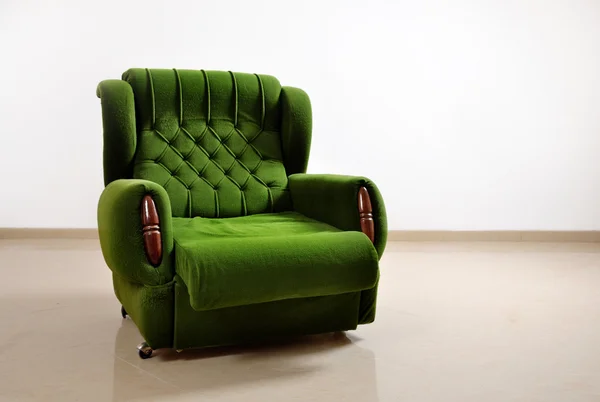 Green Sofa isolated on white, front — Stock Photo, Image