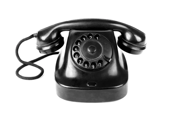 Black vintage telephone isolated on white background — Stock Photo, Image