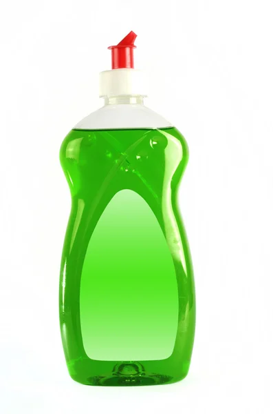 Liquido per piatti verde isolato su bianco — Foto Stock