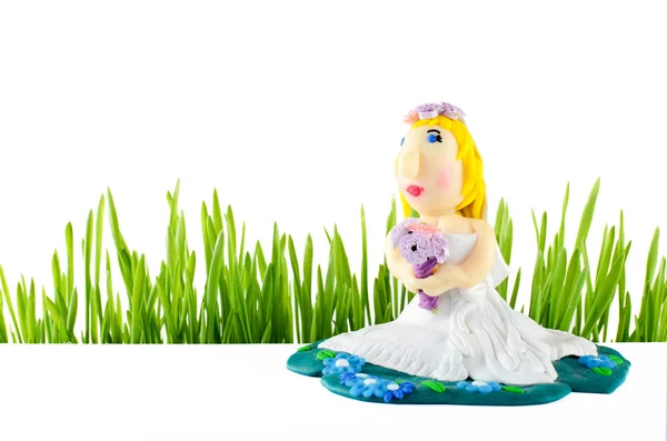 Wedding figurine of bride isolated on white — Stock Photo, Image