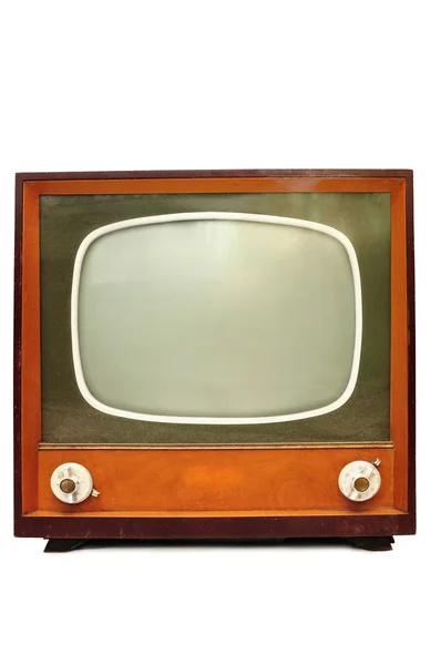 Vintage tv elszigetelt fehér — Stock Fotó