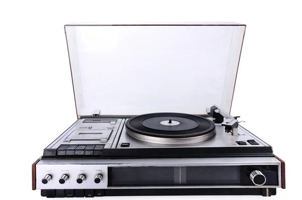 Beyaz arka plan üzerinde izole retro elektronik gramofon