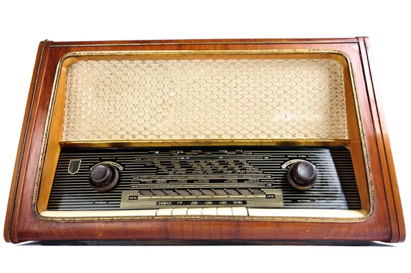 Παλιά, ρετρό, vintage ραδιόφωνο, απομονωμένη πάνω από λευκό — Φωτογραφία Αρχείου