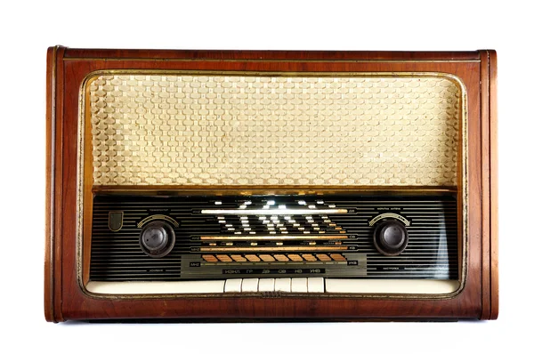 Gammal, retro, vintage radio, isolerad på vit — Stockfoto