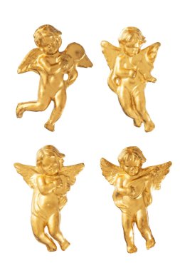 Golden christmas angel decoration figures over white clipart