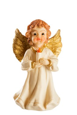 Little figure of a Christmas angel isolated on white background clipart