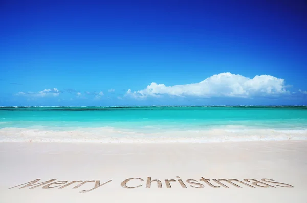 Tropikal plaj ve neşeli Noel metin