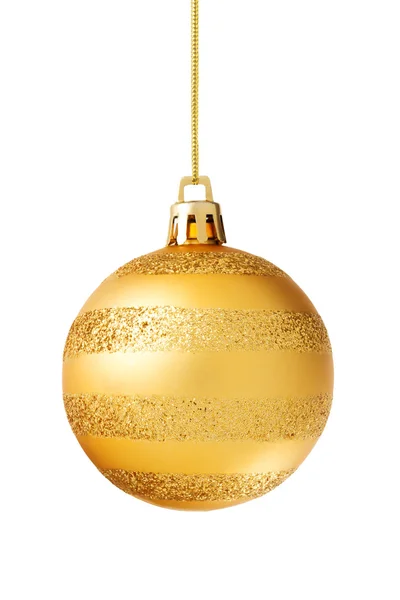 Złotą piłkę Bożego Narodzenia na białym tle — Zdjęcie stockowe