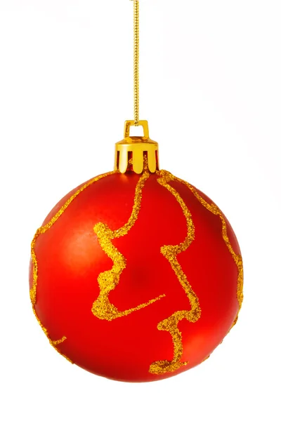 Bola roja de Navidad aislada en blanco — Foto de Stock