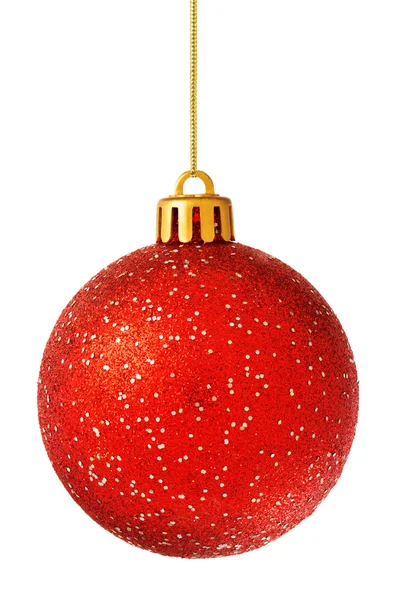 Red christmas ball isolated on white — Stock Photo, Image