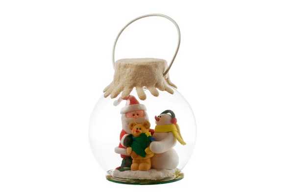 Fatto a mano figura decorazione palla di Natale isolato su bianco — Foto Stock