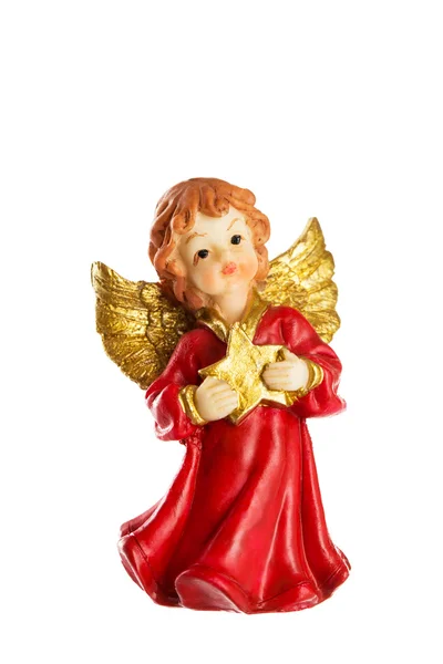 Pequeno anjo decoração figura de Natal isolado no branco backg — Fotografia de Stock