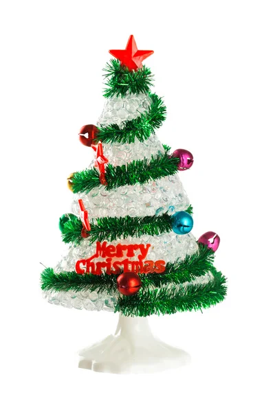 Decorato albero di Natale giocattolo isolato su bianco — Foto Stock