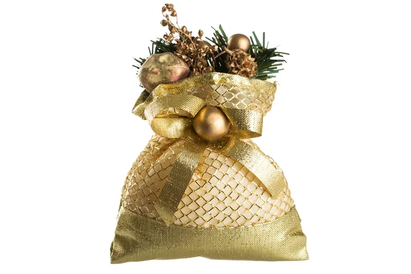Рождественская сумка с отделкой изолированы на белом — стоковое фото