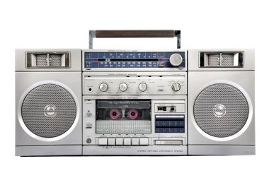 1980'lerde gümüş radyo beyaz izole müzik setini. Açık