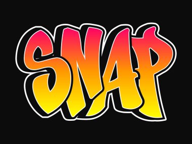 Siyah bir arkaplanda beyaz bir özet bulunan cesur, renkli harflerle sokak sanatı tarzını temsil eden bir kelime.