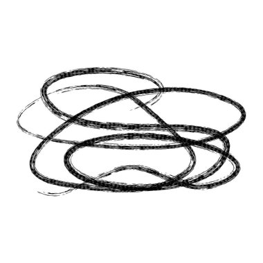 Soyut siyah mürekkep karalama çizgileri karmaşık bir ağ oluşturuyor, modern bir sanatsal fırça darbesi dokusu ile temiz beyaz bir arkaplan üzerinde karmaşıklık ve karmaşıklık gösteriyor