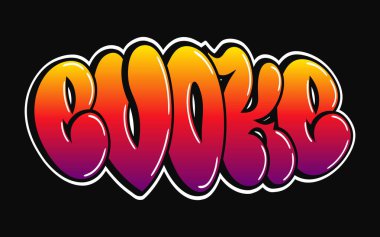 Sanatsal balon harf tipografisi VOOZR 'yi canlı turuncu ve mor bir gradyan ile gösteriyor, siyah arka planda parlak ve modern bir sokak sanatı tarzı grafik unsuru yaratıyor.