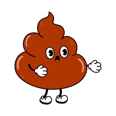 Kahverengi antropomorfik dışkı emoji karakteri. Şaşırmış bir yüz ifadesi, geniş gözleri ve ağzı olan, kolları ve bacaklarıyla duran, komik ya da beklenmedik bir durumu yansıtan.