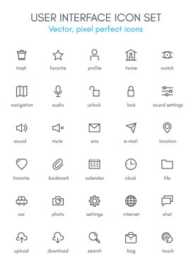 Kullanıcı arabirimi tema çizgisi simge kümesi.