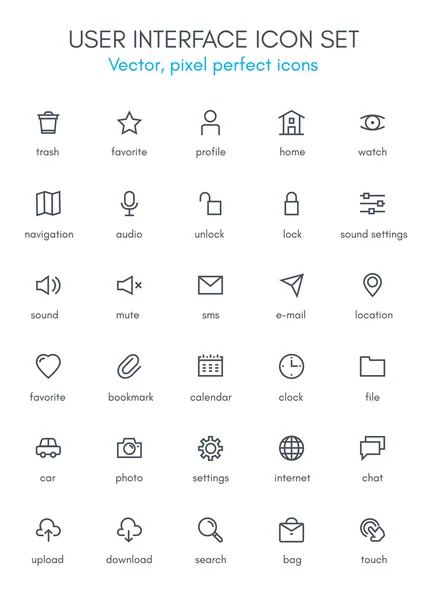 Interfaz de usuario tema línea icono conjunto . — Vector de stock