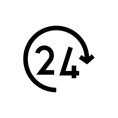 Bütün gün, yirmi dört saat simgesi satır..