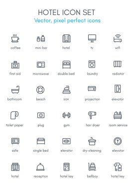 Otel çizgi Icon set.