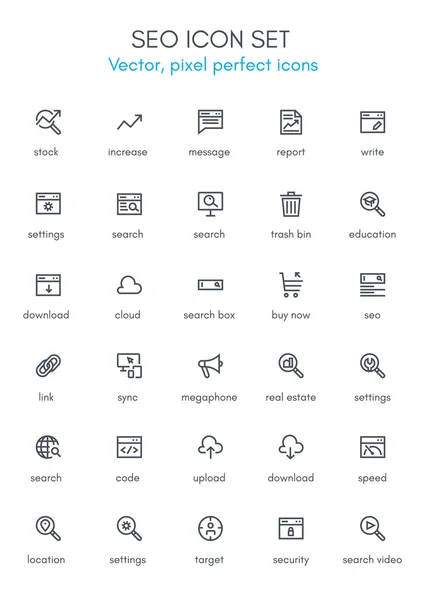 Ensemble d'icônes de ligne d'optimisation de moteur de recherche . — Image vectorielle