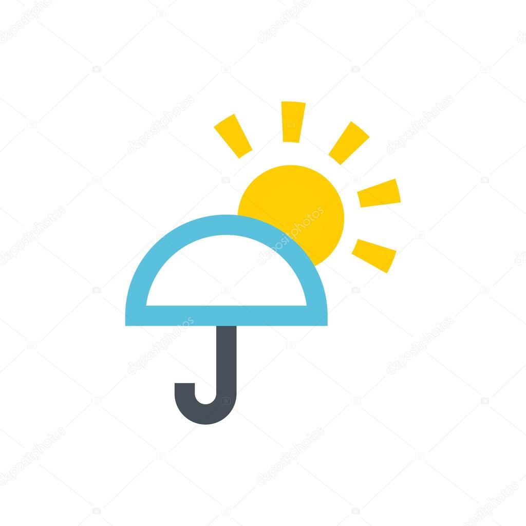 Very hot, sunny, umbrella, weather line icon
