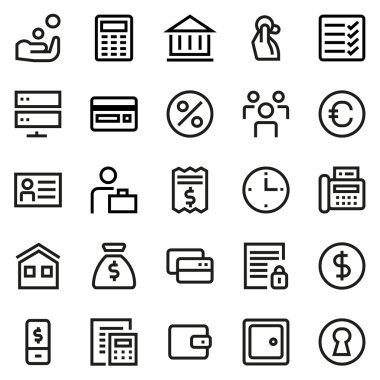 Finance and banking line icon set.