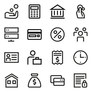 Finance and banking line icon set.
