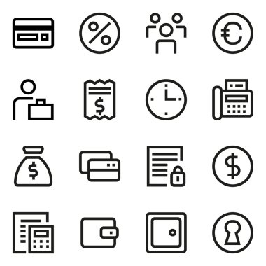 Finance and banking line icon set.