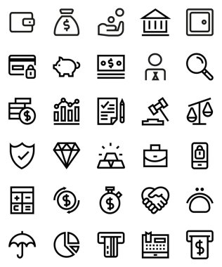 Finans satır Icon Set.