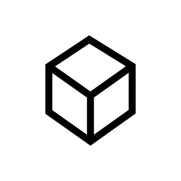 3D, icône de ligne de cube . — Image vectorielle