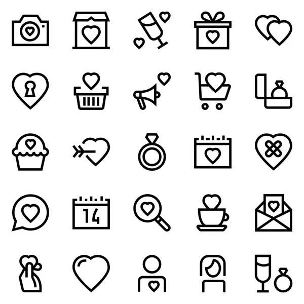 Valentines day line icon set. — Wektor stockowy