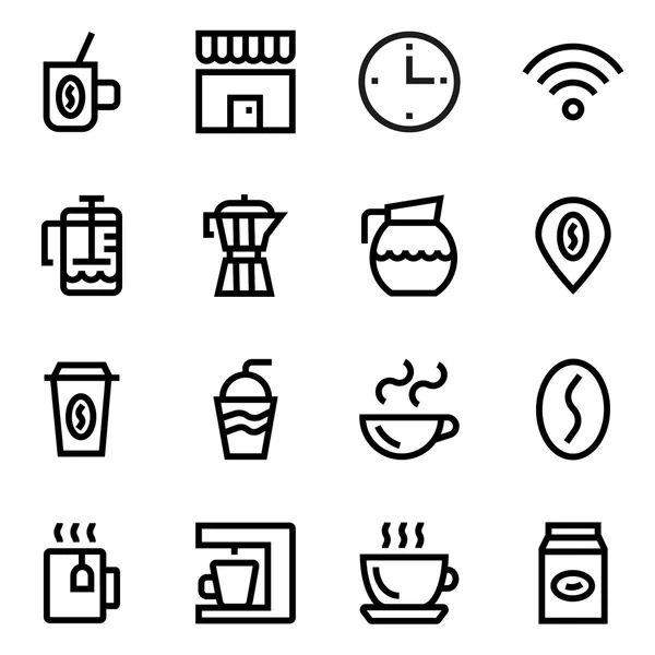 Café, set de iconos de línea de cafetería — Vector de stock