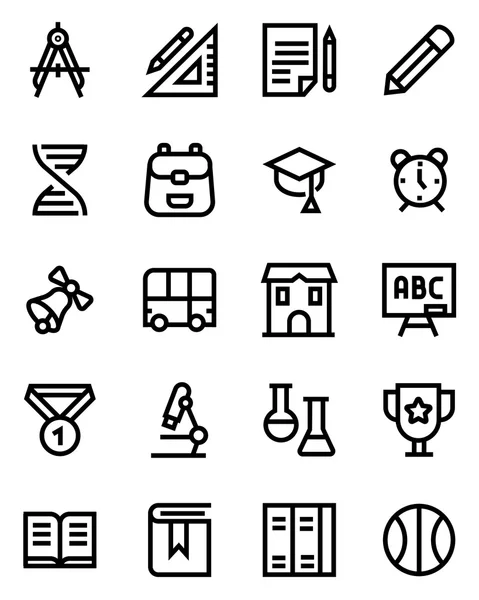 School line icon set. — Stock Vector