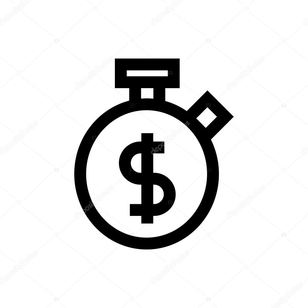 Time is money, clock line icon. Pixel perfect fully editable vector icon suitable for websites, info graphics and print media.