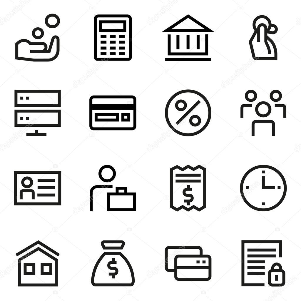 Finance and banking line icon set. Pixel perfect fully editable vector icon suitable for websites, info graphics and print media.