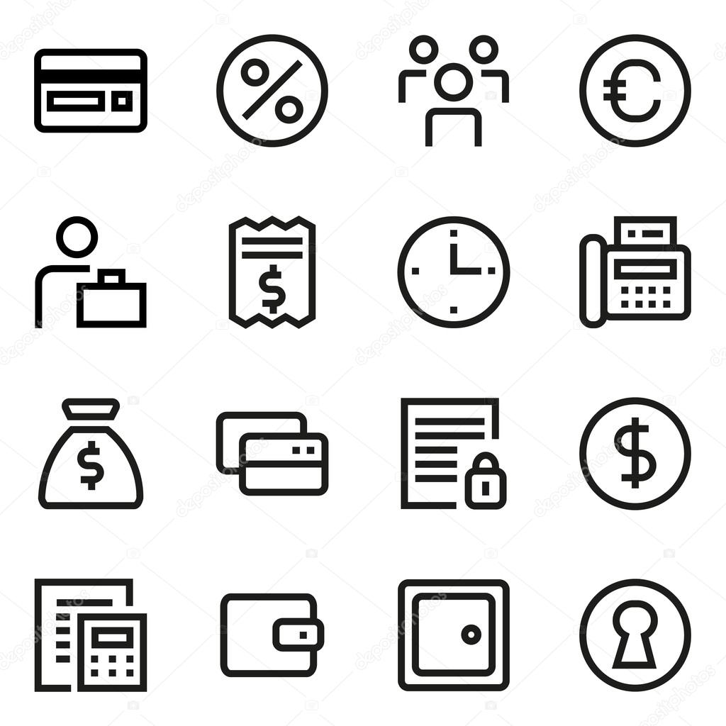 Finance and banking line icon set. Pixel perfect fully editable vector icon suitable for websites, info graphics and print media.