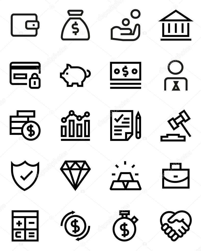 Finance line icon set. Pixel perfect fully editable vector icon suitable for websites, info graphics and print media.