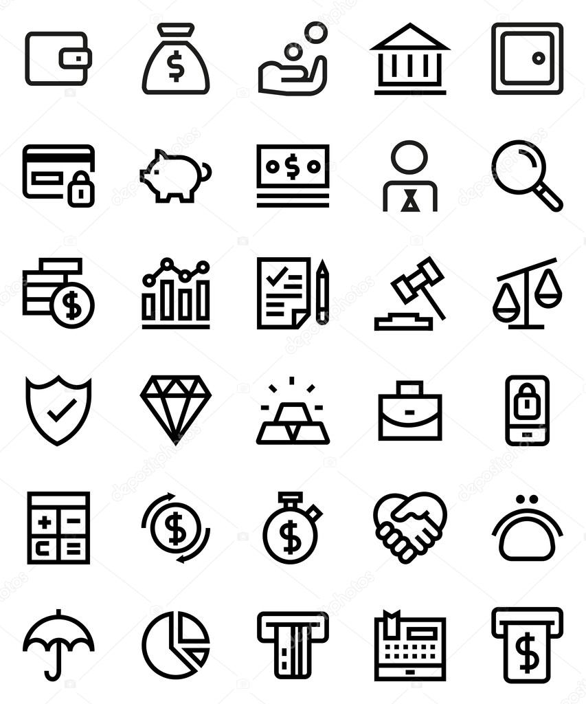 Finance line icon set. Pixel perfect fully editable vector icon suitable for websites, info graphics and print media.