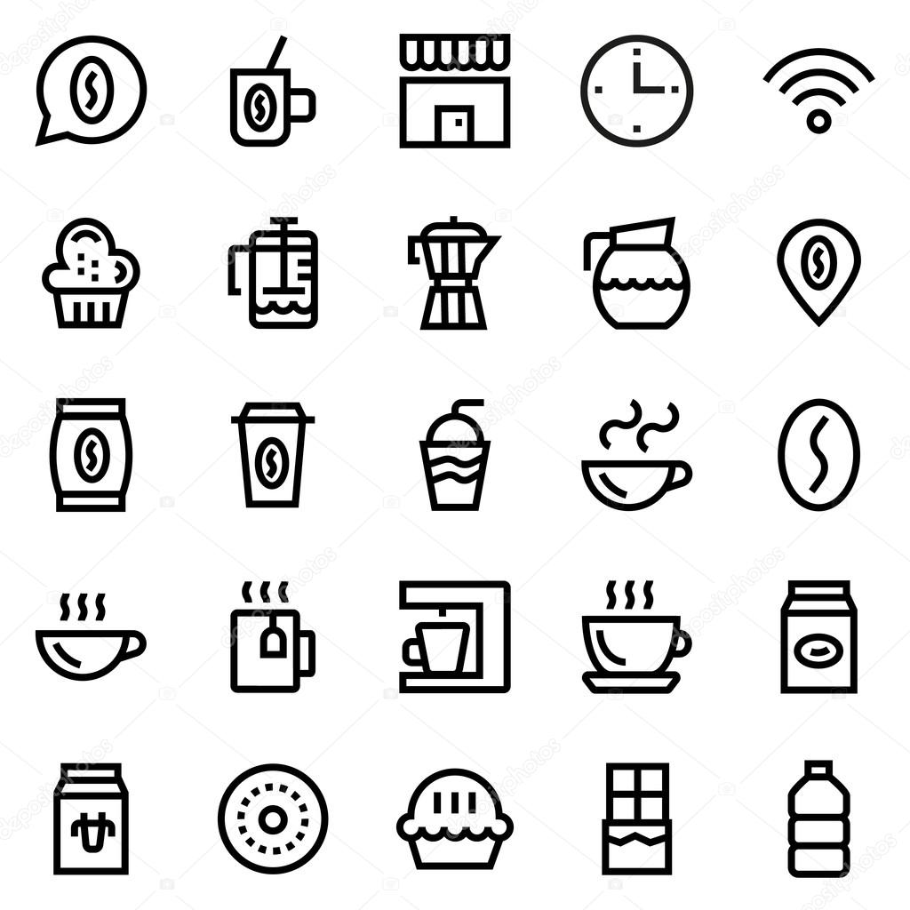 Coffee, coffee shop line icon set Stock Vector by ©hazaluzuner 98887094